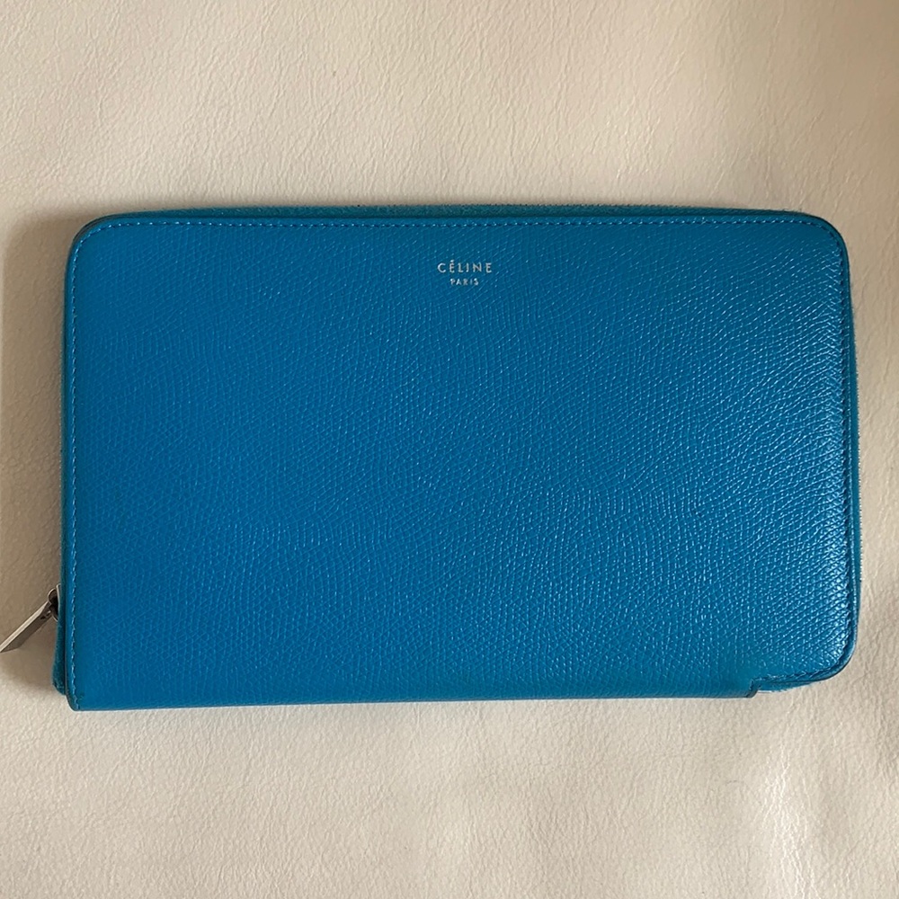 Celine LARGE ZIP WALLET IN GRAINED CALFSKIN